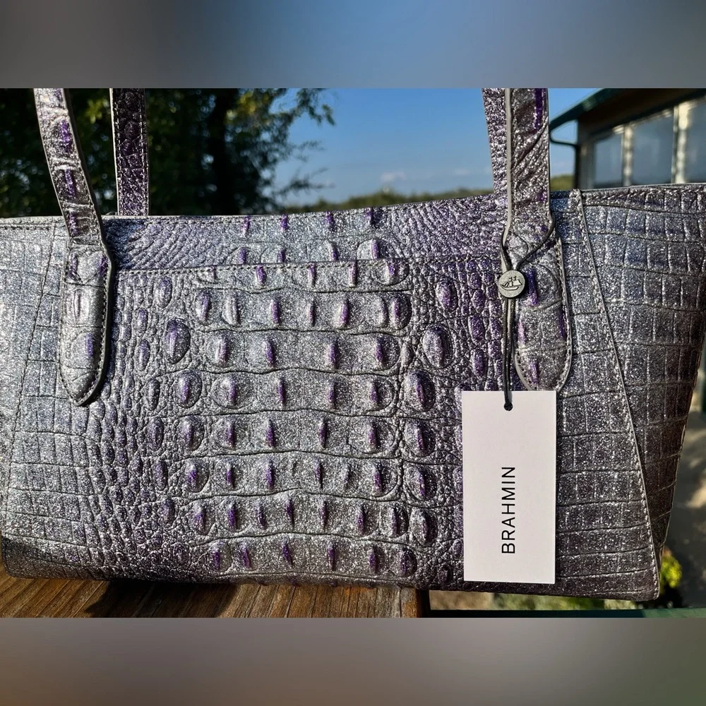 NWT Brahmin Tonya in Glitter Purple Shoulder Bag
